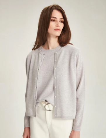 Ella Cashmere Cardigan (Glass Grey )