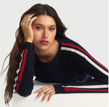 Load image into Gallery viewer, Cashmere &amp; Wool French Racer Crewneck Sweater-Navy
