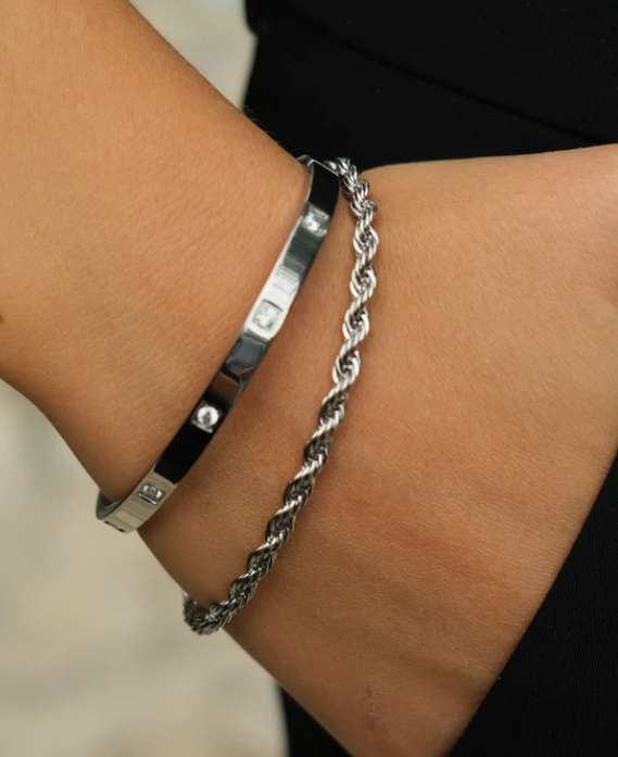 Pure Steel Silver Bangle